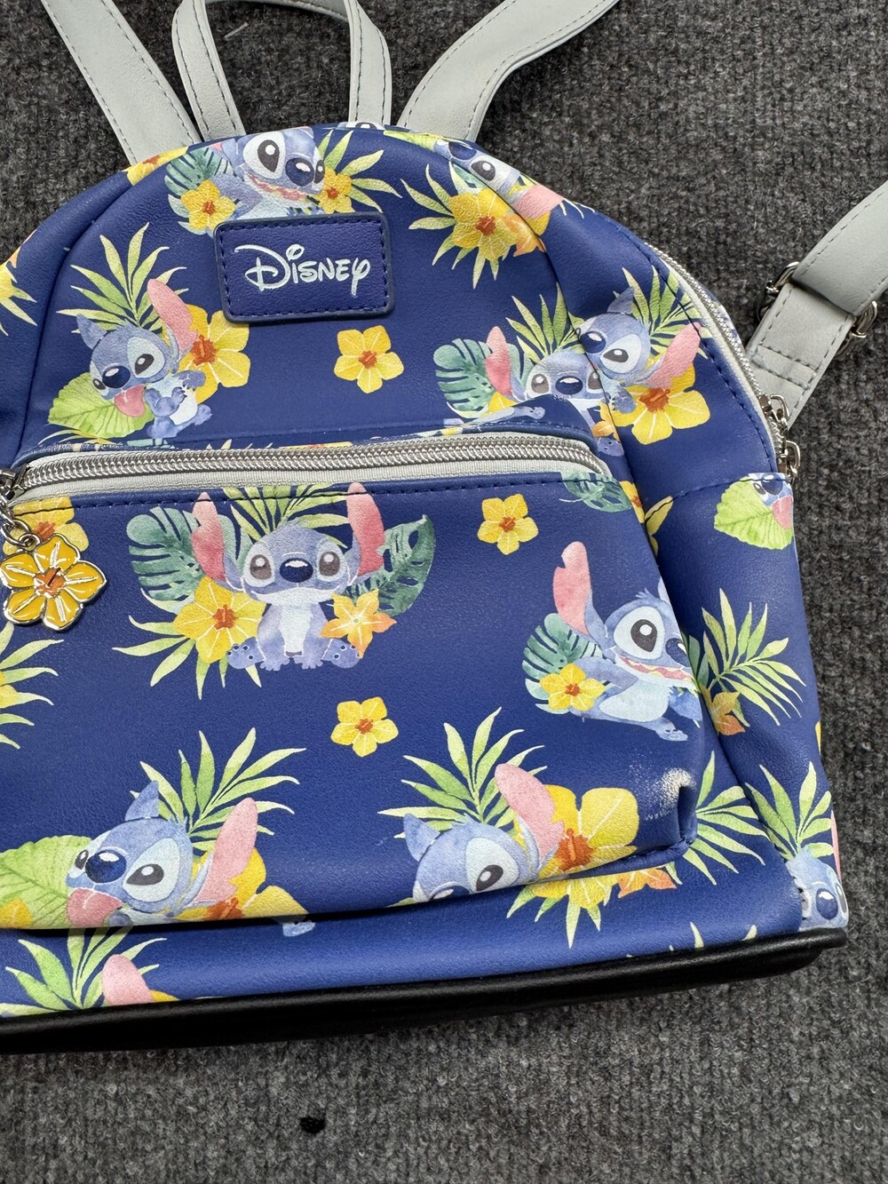 Loungefly Disney Stitch Mini Backpack Womens Blue Floral Tropical Charm Print - Picture 4 of 11